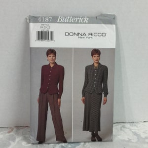 Butterick 4187, Donna Ricco, Career Coordinates, Pantsuit, Jacket, Pants, Skirt, sewing pattern, Uncut, Plus, Sizes 18-22
