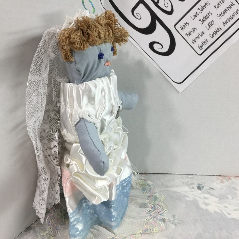 Susan creepy doll rag doll fantasy doll Geechlark 5637 blue bride OOAK Art Doll