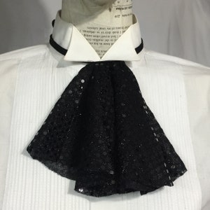 Gothic Jabot, glam vamp collar, black sequin neck tie, cosplay, Geechlark 321