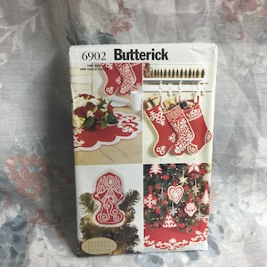 Butterick 6902, christmas ornament, holiday stocking, tree skirt, centerpiece, UNCUT sewing pattern, Christmas decor