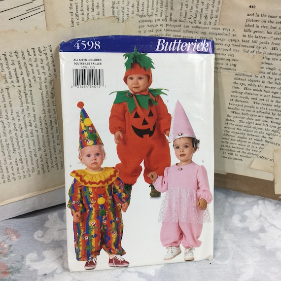 4598 UNCUT Butterick Pattern Baby Costume Pumpkin Clown Princess Fairy Halloween