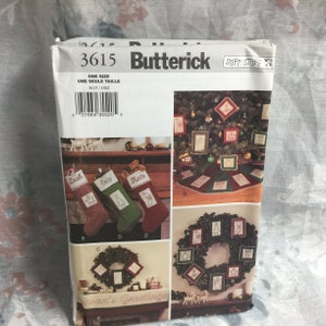 Butterick 3615, christmas ornament, holiday stocking, mantel cloth, tree skirt, garland, UNCUT sewing pattern, Christmas decor