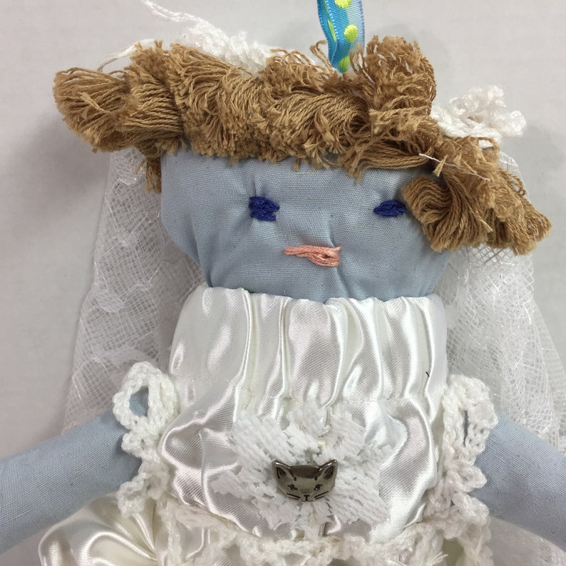 Susan creepy doll rag doll fantasy doll Geechlark 5637 blue bride OOAK Art Doll