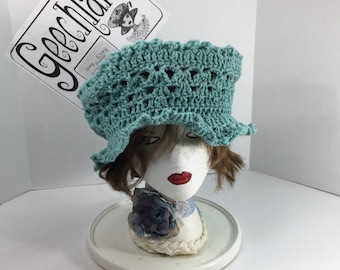 Poofy Hat, goblin hat, comfy crochet, boho hat, L, Geechlark 6886