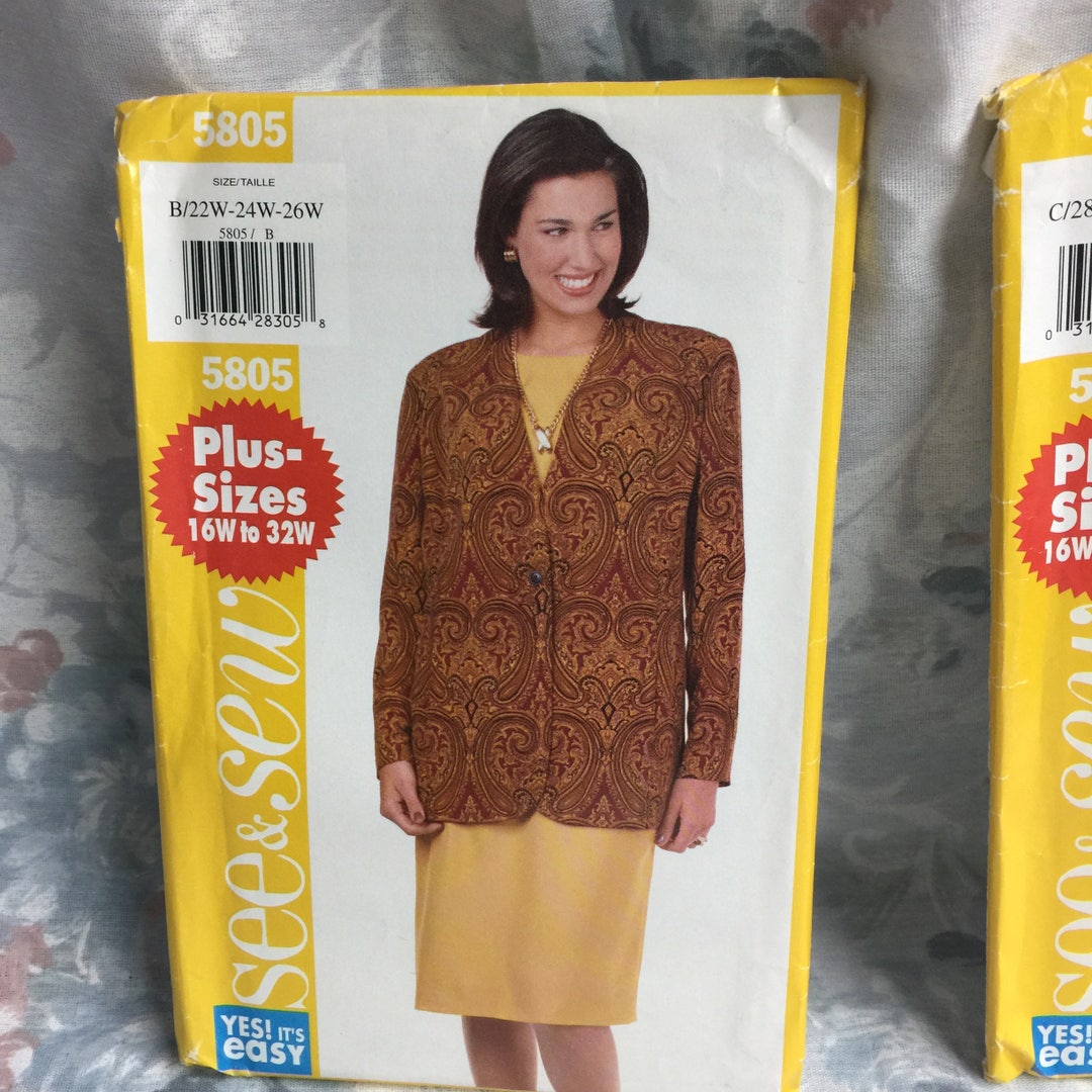 Butterick See and Sew 5805 Very Easy Misses Lined Jacket Dress Sewing ...