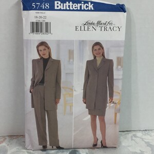 Butterick 5748, Ellen Tracy, Career Coordinates, Pantsuit, Jacket, Pants, Skirt, lagenlook, sewing pattern, Uncut, Plus, Sizes 18-22