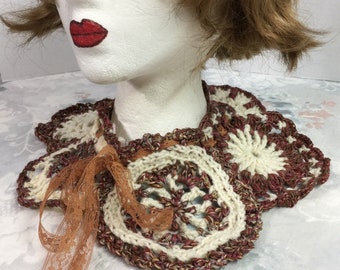 Fairy collar, neck warmer, crochet doily collar, Geechlark 360
