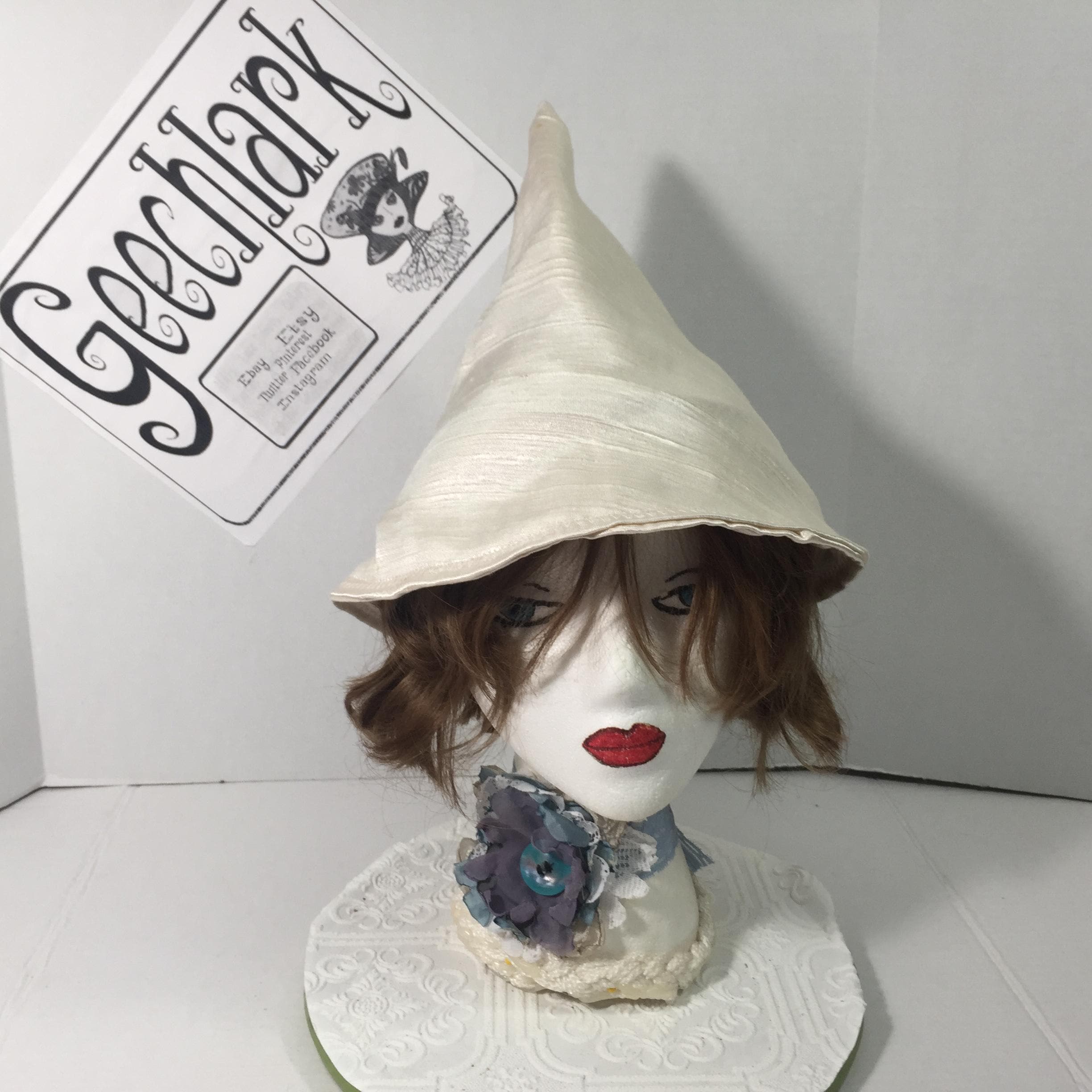 Cream Witch Hat - Etsy display picture 3