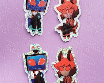 Alastor & Vox Sparkle Stickers (2 Inch) (Fully Restocked!)