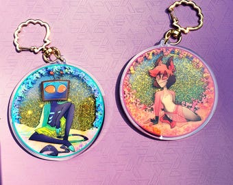 Alastor & Vox Summer Themed Glitter Shaker Charms