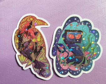 Alastor & Vox Halloween Themed Holo Stickers