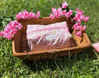 Gesteppte Kosmetiktasche aus Baumwolle: Rosette Kosmetiktasche