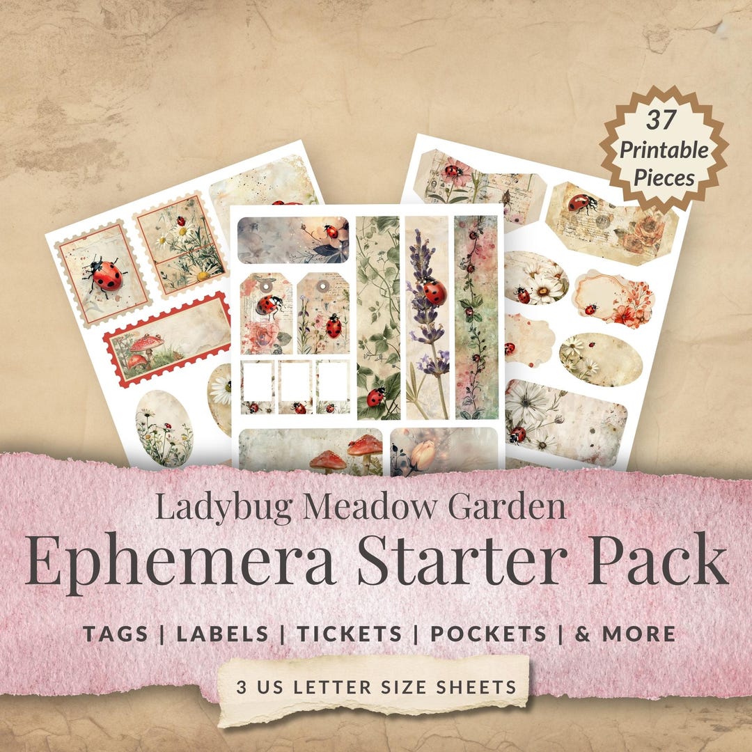 Ladybug Junk Journal Kit for Beginners – Printable Ephemera Set, Garden ...