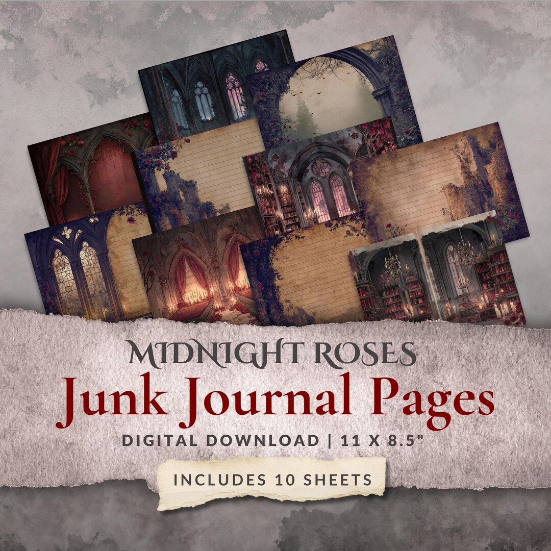 Gothic Rose Junk Journal Pages – Dark Romance Writing Paper, Vampire ...