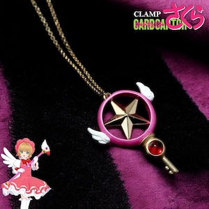 Anime Cardcaptor Sakura-sleutelhanger | Metalen hanger cosplay sieraden | Kinomoto Sakura Wing Star-choker | Leuke kostuumaccessoires