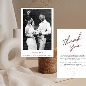 Hochzeit Dankeskarte - Bearbeitbare digitale Vorlage (5x7 & 5.5x7.5, doppelseitig)