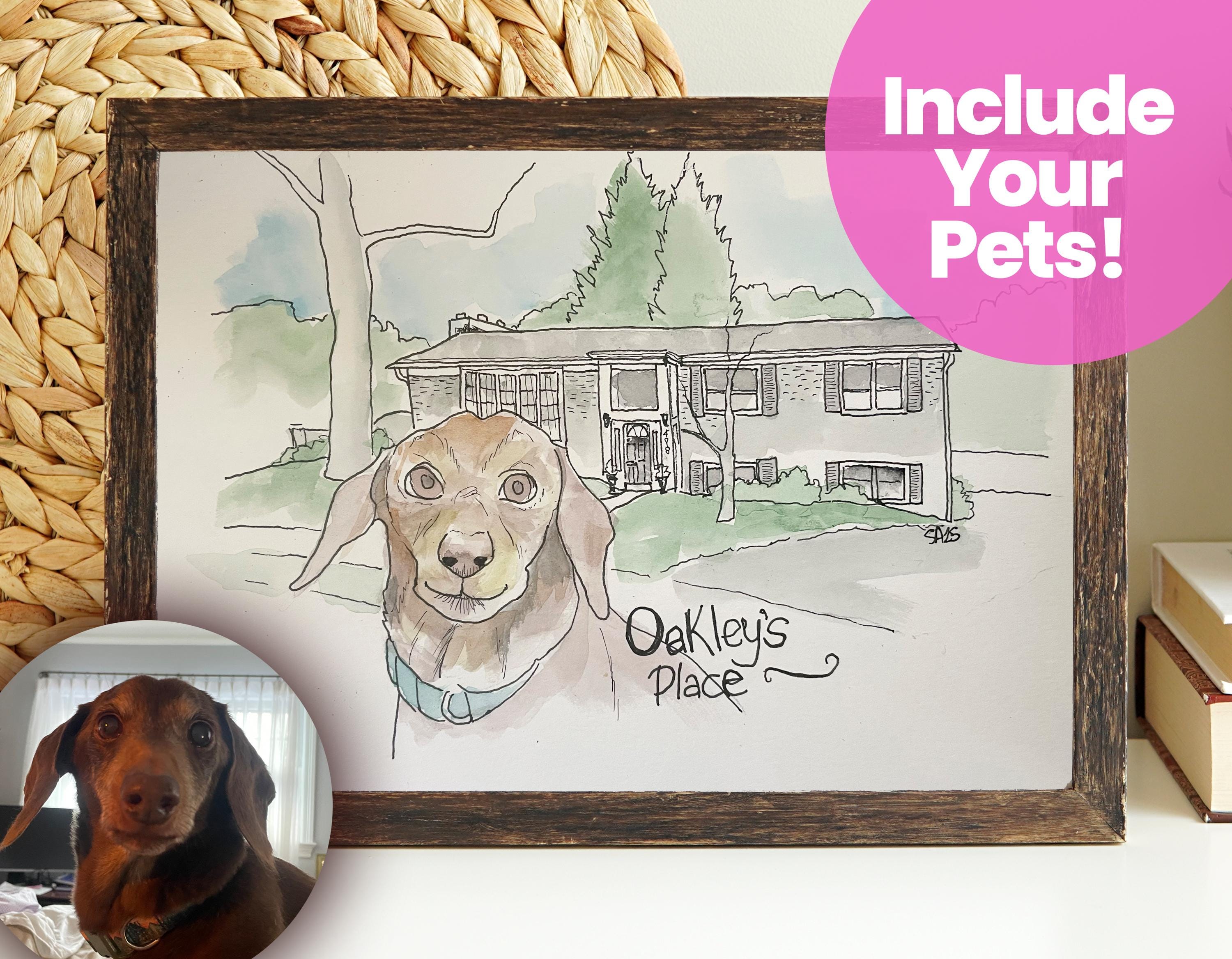 CUSTOM Hand-drawn Pen and Ink Home Portraits | Watercolor Home ...