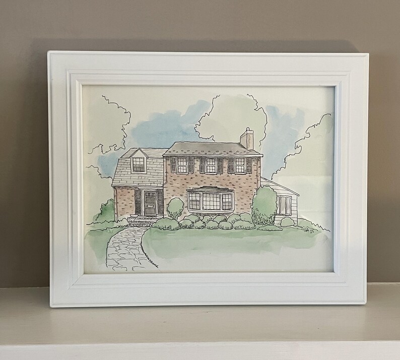 CUSTOM Hand-drawn Pen and Ink Home Portraits | Watercolor Home ...