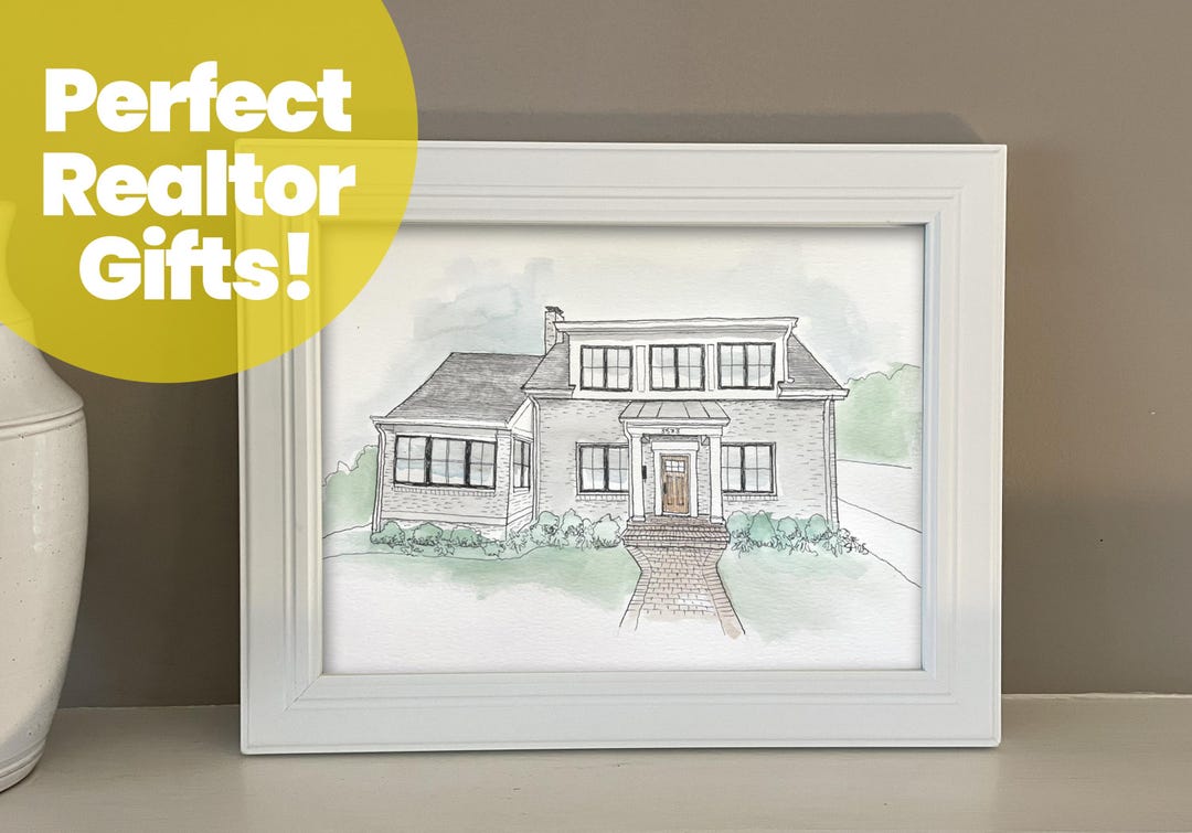 CUSTOM Hand-drawn Pen and Ink Home Portraits | Watercolor Home ...