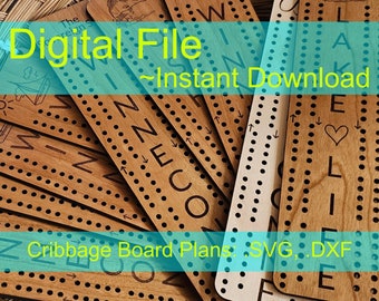 Travel Cribbage Board laser cutting files, SVG, DXF, customizable, travel size, board game, gift