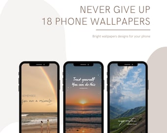 Never Give Up Telefoonachtergronden, Awesome Wallpaper iPhone, Minimalistische Smartphone Wallpaper Set, Telefoon Achtergrond, Sunswet Wallpaper