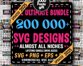 Bundel met 200.000+ SVG-ontwerpen: commercieel gebruik, alle niches (digitale download)