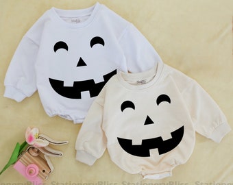 STAFAZ - Smile Face Pumpkin Romper, Pumpkins Baby Outfit, Thanksgiving Baby Bodysuit, Halloween One Piece, Pumpkin Season, Funny Clothes