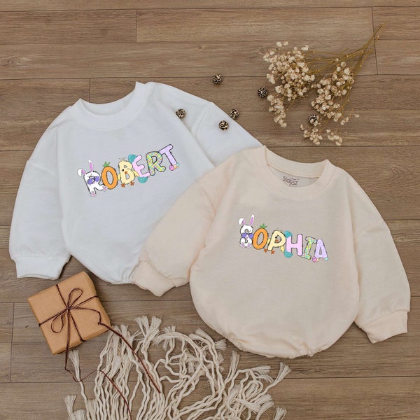 Custom Baby Romper, Custom Easter Day Bodysuit, Personalized Baby Gift, Name Romper Outfit, Baby Shower Gift, Baby Girl Clothes, Newborn tee