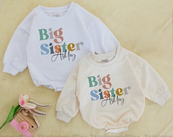 STAFAZ Retro Big Sister One Piece, Natural Big Sister Romper, Vintage Girl Bodysuit, Baby Clothes, Retro Natural Infant, Sibling Bodysuit