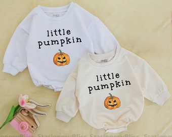 STAFAZ - Little Pumpkin Romper, Fall Baby Outfit, Pumpkins Baby One Piece, Thanksgiving Baby Bodysuit, Halloween Gift, Jumpsuit