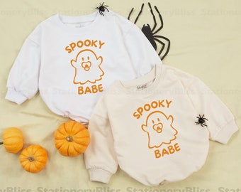 STAFAZ - Spooky Babe Romper Halloween Outfit Pumpkin One Piece Ghost Bodysuit Fall Gift Thanksgiving Jumpsuit 1st Halloween First Halloween