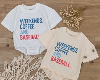 Weekends Coffee and Baseball Baby Romper Short - Sleeve, Baseball Player Kids T-Shirt, Baseball Season Toddler tee,  Baby romper Clothing