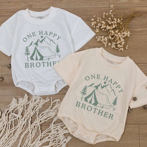 One Happy Camper Brother Baby Romper, Newborn Bodysuit, Baby Shower Gift, First birthday Outfit,  Big Bro Shirt, Camp Summer Party Clothes