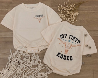 Custom My First Rodeo Birthday Baby Bubble Romper, Baby Newborn Outfit, Cute Baby bodysuit,  Mother Day Gift, Baby Shower Gift, Cowboy shirt