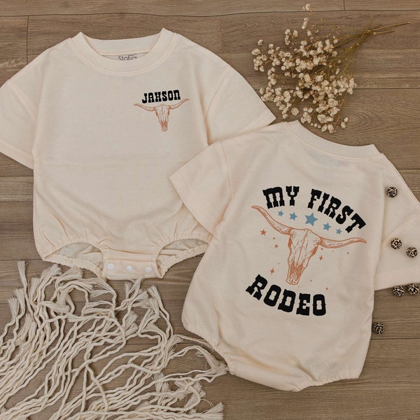 Custom My First Rodeo Birthday Baby Bubble Romper, Baby Newborn Outfit, Cute Baby bodysuit,  Mother Day Gift, Baby Shower Gift, Cowboy shirt