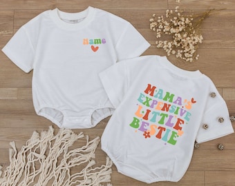 Custom Mama's Expensive Little Bestie Birthday Bodysuit, personalization kids shirt, Trendy Girl Birthday Outfit, First Birthday Boy clothes