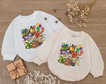 Happy Mardi Gras Baby Romper, Louisiana Carnival Bodysuit, Fleur De Lis Baby Gift, Beads Parade Outfit, Baby Shower Gift, Newborn Clothes