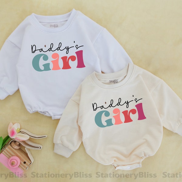 STAFAZ Daddy's Girl Baby Romper, Retro Daddy's Girl Bodysuit, Newborn for Girls, Father's Day Outfit, Retro Natural Infant, Baby Shower Gift