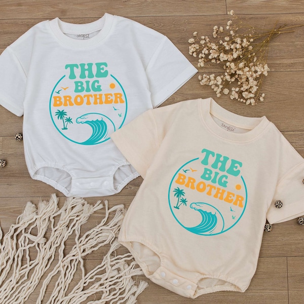 The Big Brother First Birthday Shirt, Newborn Bodysuit, Baby Shower Gift, Beach Van Baby Romper, Waves One Birthday Outfit, Summer clothes