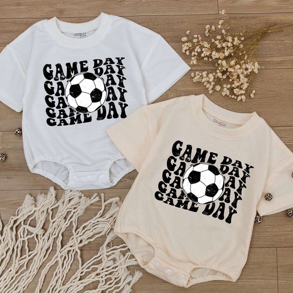 Game Day Bodysuit, Football Baby Romper, Boy Soccer Outfit, Cute Kid Shirt, Retro Soccer Jumpsuit, Baby Baseball Outfit, Groovy tee