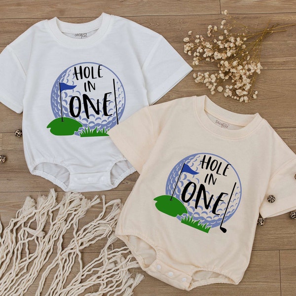 Golf Hole in One Birthday Baby Romper, boys 1st birthday bodysuit, hole in one Outfit, boys golf Shirt, Cute Baby first birthday Clothes