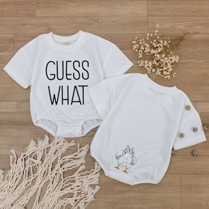 Guess What Chicken Butt Baby Romper, Funny Baby Bodysuit, Baby Shower Gift, Gender Neutral Baby Gift, Rae Dunn, Double Sided romper