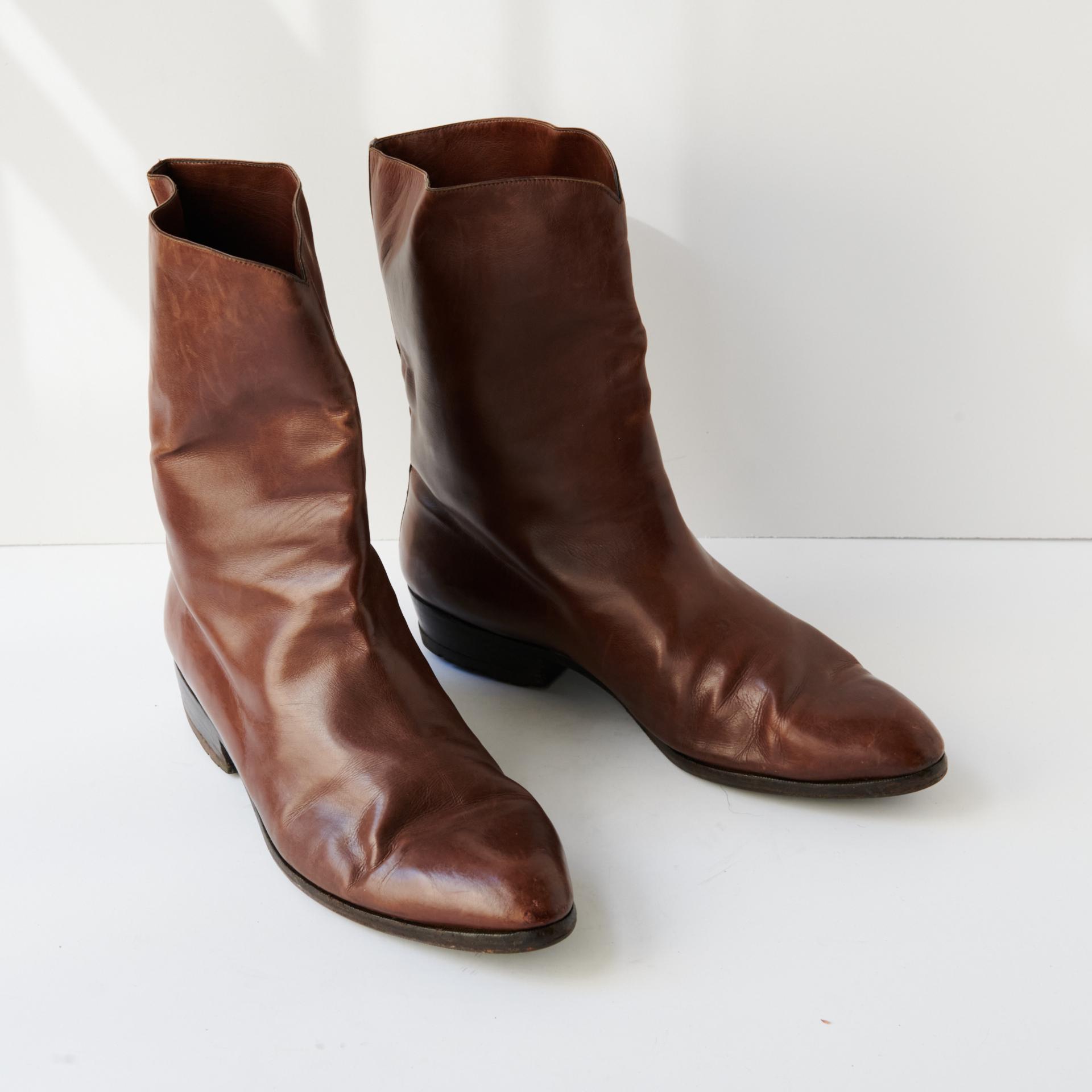 Men Warren Edwards Susan Bennis Brown Shearling Lined Boots 10 M 80s - Susan Bennis - Warren Edwards - Boots - Men main image 4