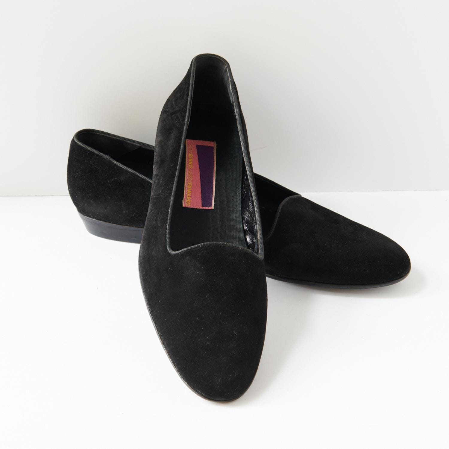 80s - SUSAN BENNIS - WARREN EDWARDS - Loafer - Men\'s - 10 - BLK Velvet Vintage SUSAN BENNIS/WARREN EDWARDS Brown Croc Skin Penny  main image 4