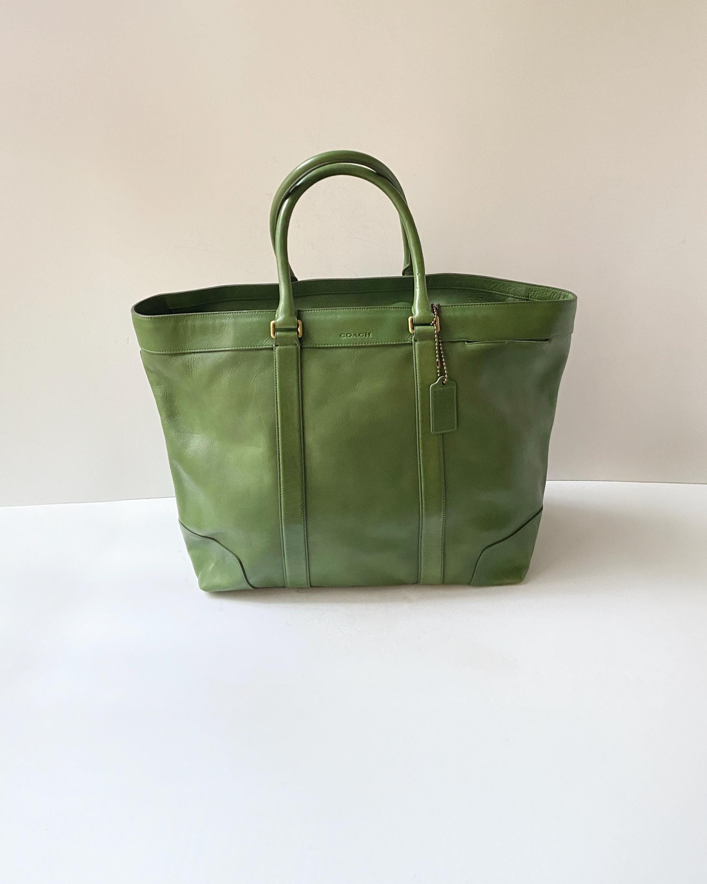 バッグ Vintage Coach Old Leather Tote bag Green Coach Ivy Green Leather Tote – OMNIA