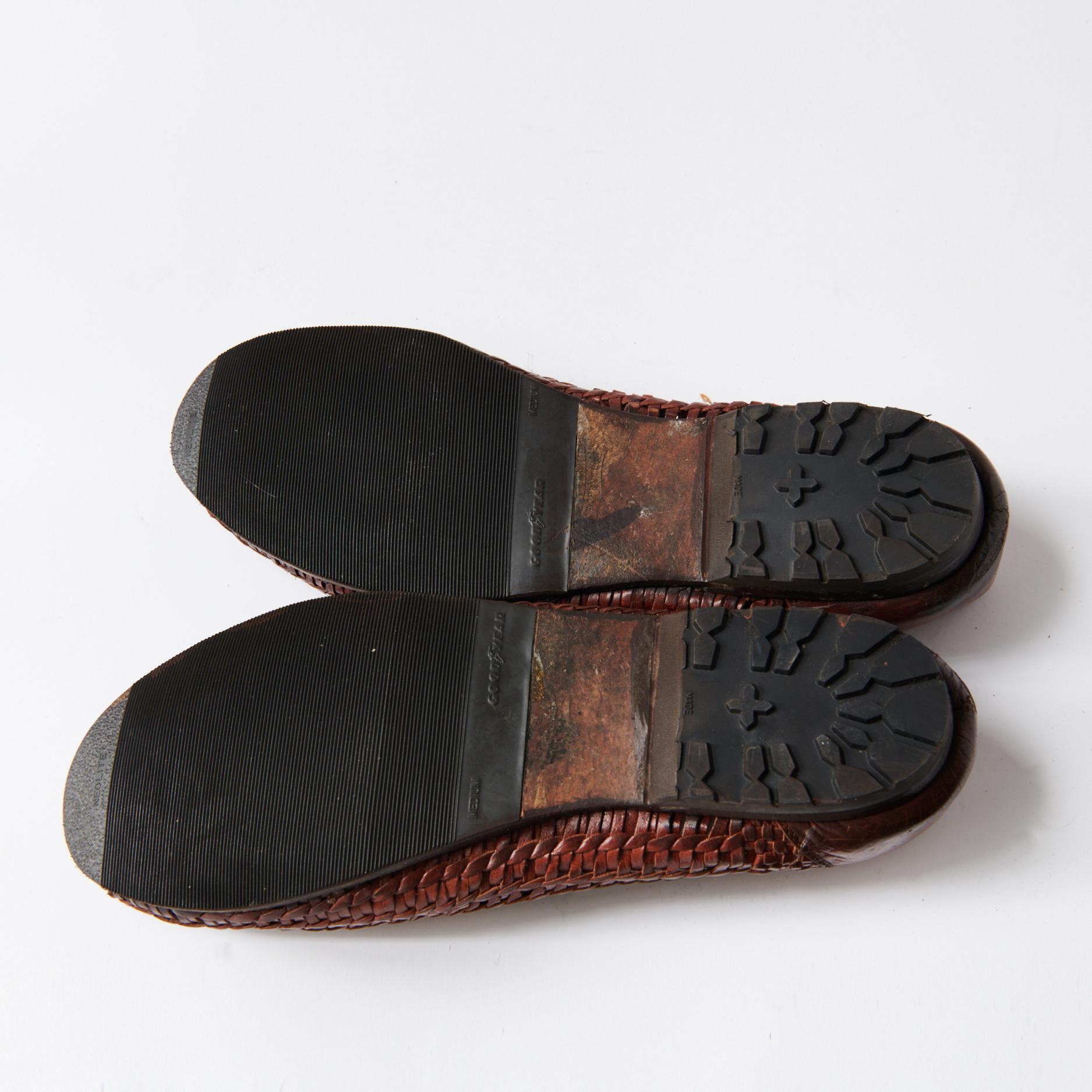 80s - SUSAN BENNIS - WARREN EDWARDS - Loafer - Men\'s - 10 - Br Leather Woven Vintage SUSAN BENNIS/WARREN EDWARDS Brown Croc Skin Penny  main image 2