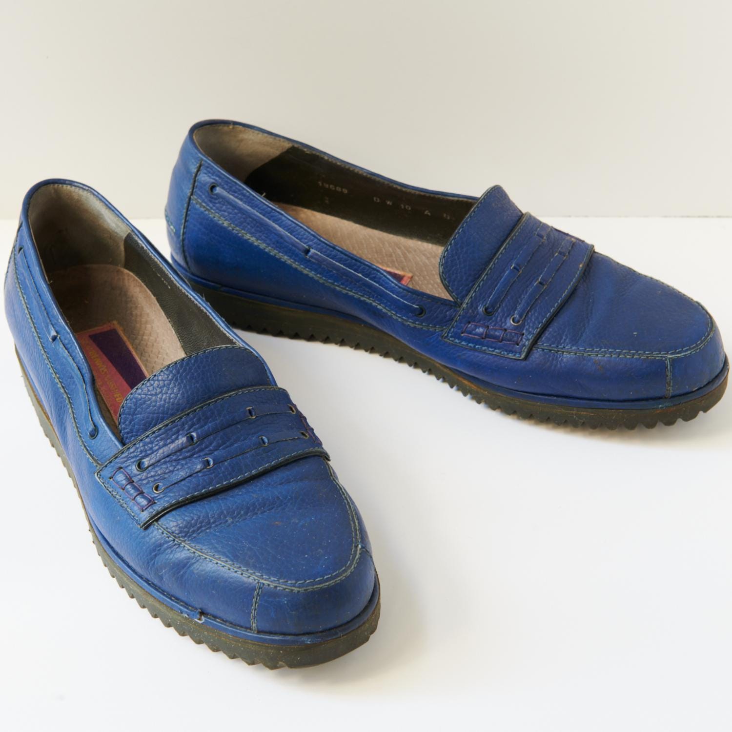 80s - SUSAN BENNIS - WARREN EDWARDS - Loafer - Men\'s - 10 - Blue Leather 80s - Susan Bennis - Warren Edwards - Loafer - Men main image 3