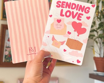 Sending Love || Cute Valentines Day, Anniversary, Wedding, Multi Purpose Greeting Card