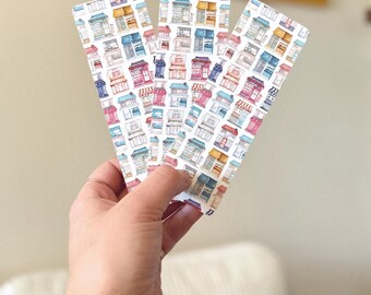 Night on the Town || Colourful, Line art buildings Bookmark