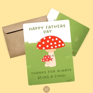 Biglietto d'auguri per la festa del papà con funghi